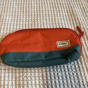 Sooez High Capacity Pencil Case Orange- Zipper & Inside Pockets - Durable!
